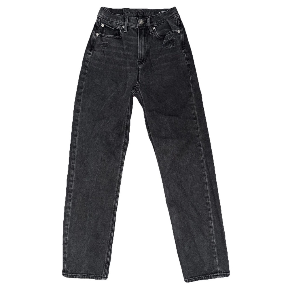 NWOT American Eagle Outfitters Women's Mom Jean Size 00 Black Grunge Festival